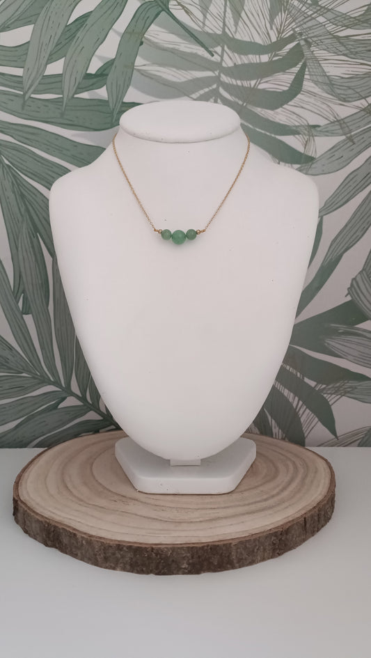 Collier ras cou Green Aventurine (3 perles)