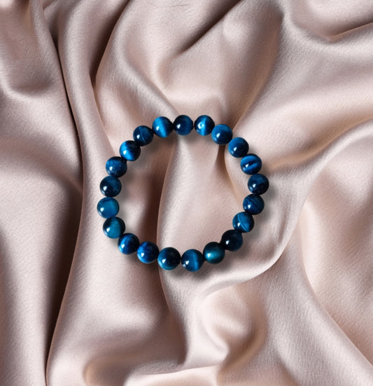 Bracelet élastique Œil de Tigre Bleu